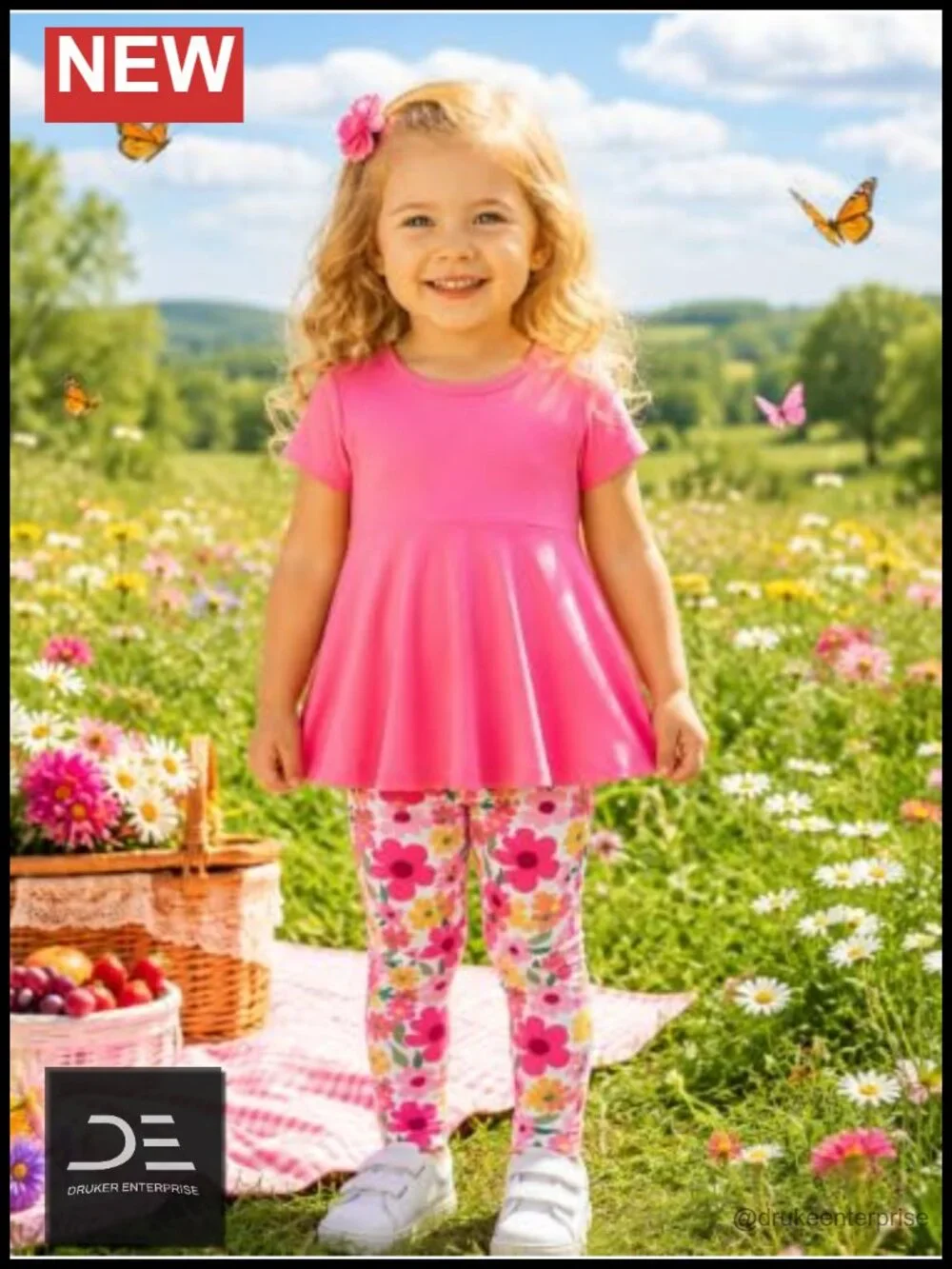 Baby Girl Floral Top & Pants Set Cotton Short Sleeve 2-Piece Outfit